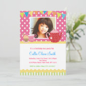 Girls Tea Party Birthday Invitations (Standing Front)