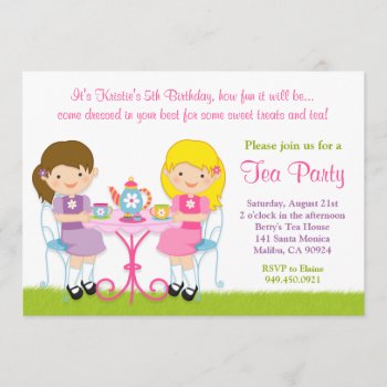 Girls Tea Party Birthday Party Invitation by eventfulcards at Zazzle