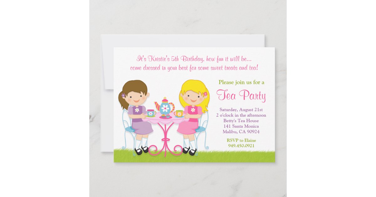 Girls Tea Party Birthday Party Invitation | Zazzle