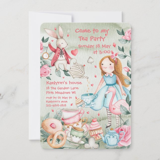 Girl's Tea Party Invitation (Front)