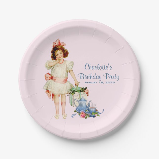 Girls Tea Party Paper Plates (Front)