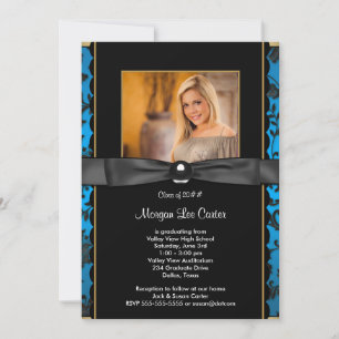 Girls Teal Blue Photo Graduation Announcement