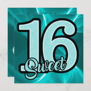 Girl's Teal Sweet 16 Birthday Invitation
