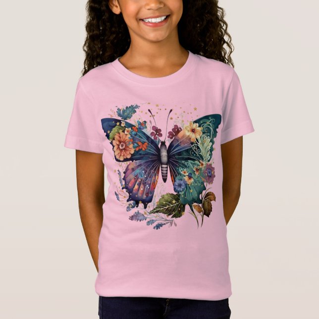 Girls Tee Shirt with Pretty Butterfly (Front)