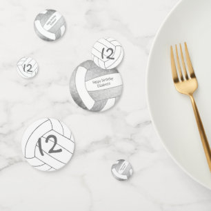 girls teens gray silver volleyball party confetti