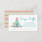 Girls Teepee Diaper Raffle Tickets Enclosure Card (Front/Back)