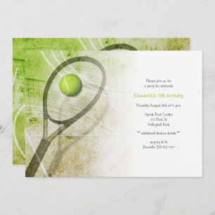 Girl's tennis birthday party invitation