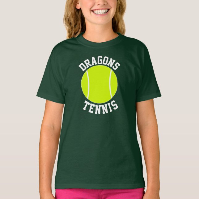 Girls' Tennis Custom Team Name or Text T-Shirts (Front)