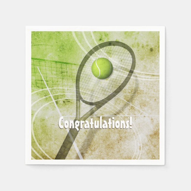 Girl's tennis personalized paper napkins (Front)