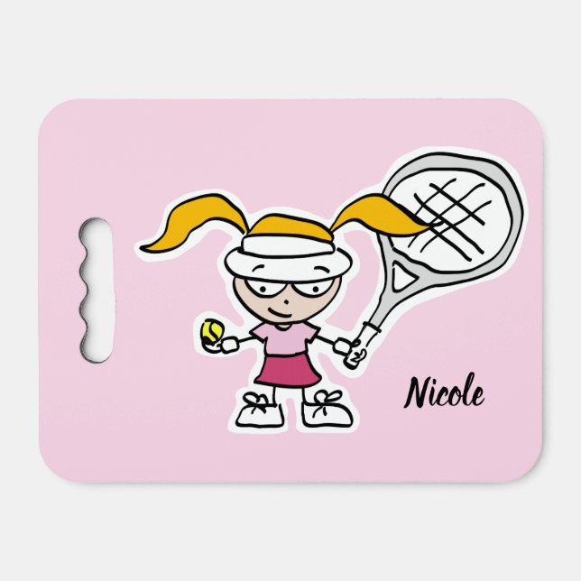 Girl's tennis player bench seat cushion for match (Front Horizontal)