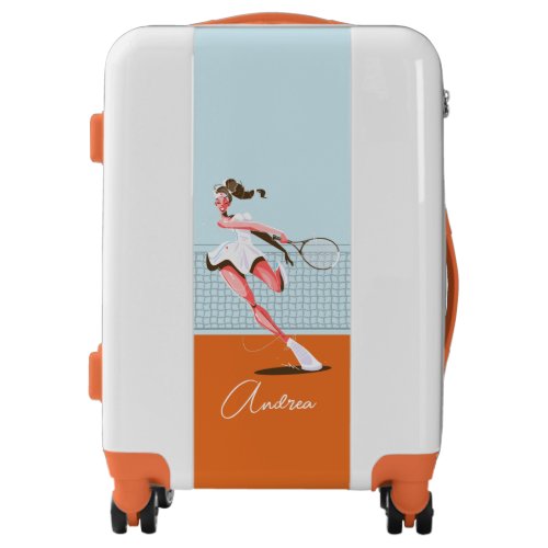 Girls Tennis Player Cartoon Illustration  Name  Luggage