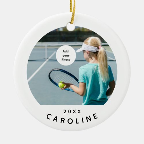 Girls Tennis Player Photo Picture Name Year Dated Ceramic Ornament