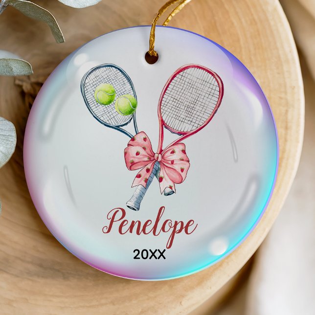 Girls Tennis player racquet personalized Ceramic Ornament (Creator Uploaded)
