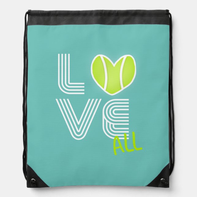Girls Tennis Team Love All Drawstring Bag (Front)