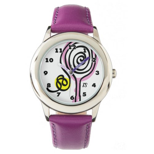 Girls tennis watch with cute racket and monogram