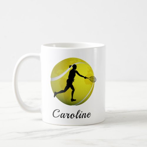 Girls Tennis World Ball  Player Her Name Kids Fun Coffee Mug