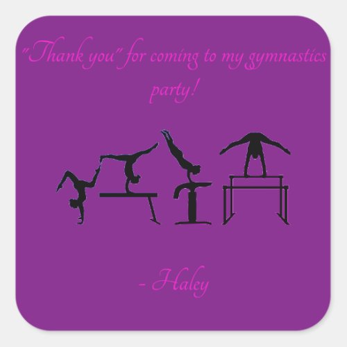 Girls Thank you Gymnastics Party Stickers