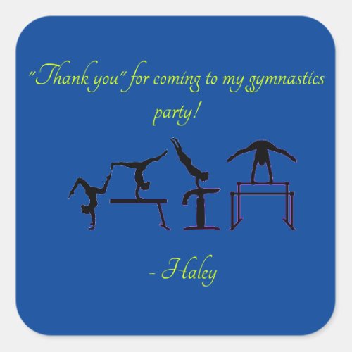 Girls Thank you Gymnastics Party Stickers