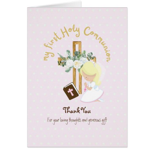 Girls Thank You Holy Communion Card _ Blond