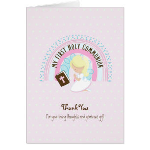 Girl's Thank You Holy Communion Card - Blonde