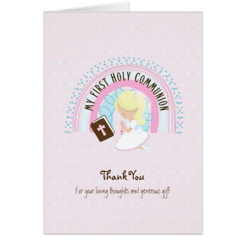 Girls Thank You Holy Communion Card _ Blonde