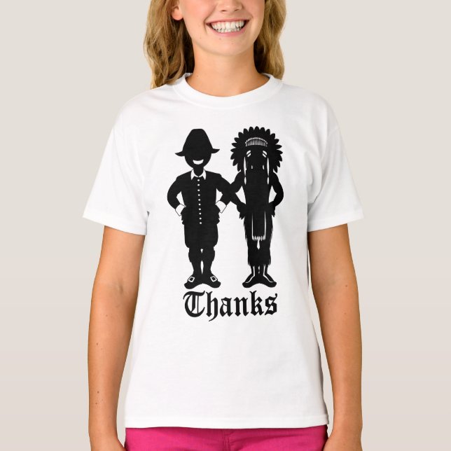Girl's Thanksgiving T-shirt Kid's Holiday Shirt (Front)