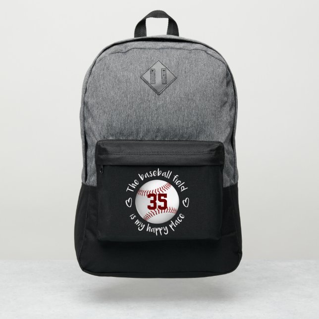 girls The baseball field is my happy place Port Authority® Backpack (Front)