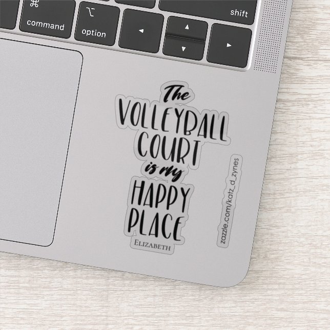Girl's "The volleyball court is my happy place" Sticker (Detail)
