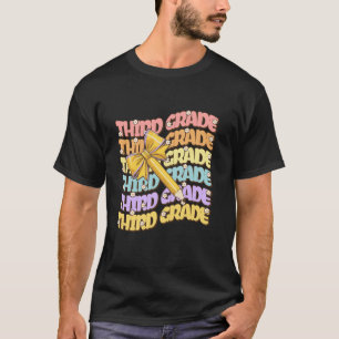 Girls Third 3rd Grade Pencil Coquette Bow Kid Back T-Shirt