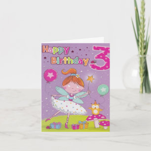 Girls Third Birthday Card - Fairy Wishes
