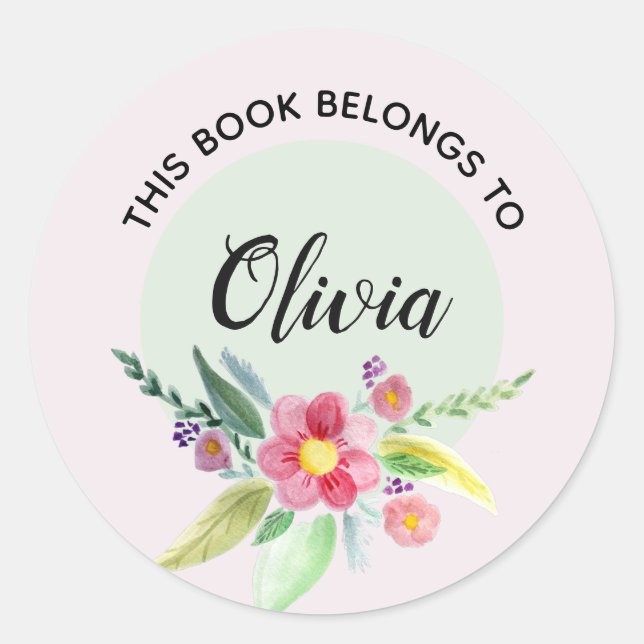 Girls 'This Book Belongs' Spring Floral Bookplate (Front)