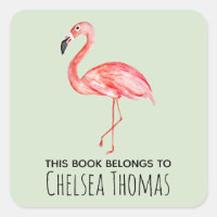 Girl's This Book Belongs Tropical Flamingo Name