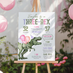 Girl's Three-Rex Milestone Year Board