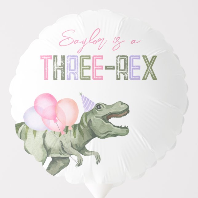 Girl's Three-Rex Party Balloon (Front)