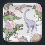 Girl's Three-Rex Party Paper Plates<br><div class="desc">Dinosaur Party Plates</div>