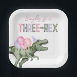 Girl's Three-Rex Party Paper Plates<br><div class="desc">Dinosaur Party Plates

Ready to be personalized by you!</div>