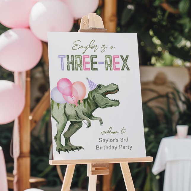 Girl's Three-Rex Party Welcome Sign (Creator Uploaded)