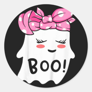 Girls Toddler Happy Halloween Ghost With Bandana S Classic Round Sticker