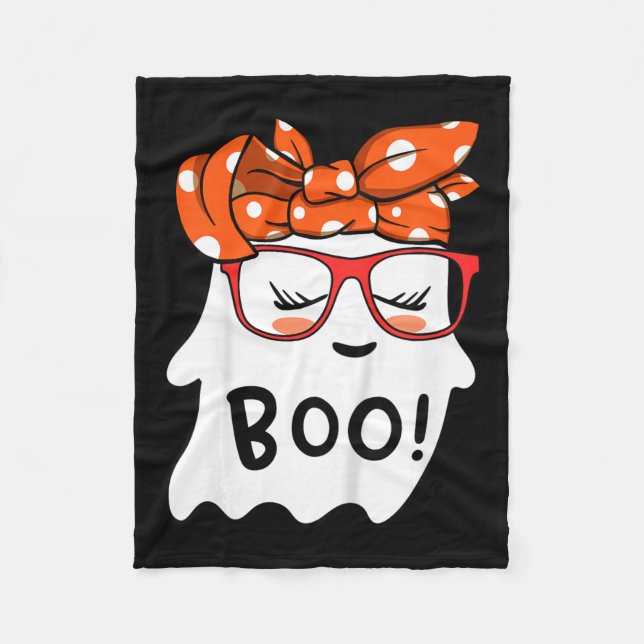 Girls Toddler Happy Halloween Ghost With Bandana S Fleece Blanket (Front)
