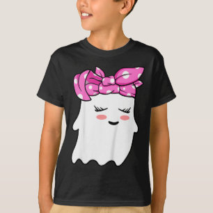 Girls Toddler Happy Halloween Ghost With Bandana S T-Shirt