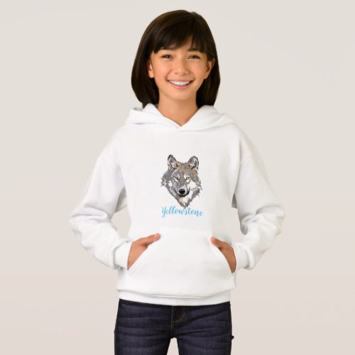Girls Top Hooded Sweatshirt Yellowstone Wolf