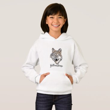 Girl's Top Hooded Sweatshirt Yellowstone Wolf