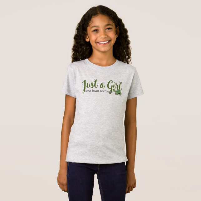 Girl's Tortoise Love Just a Girl T-Shirt Tee (Front Full)