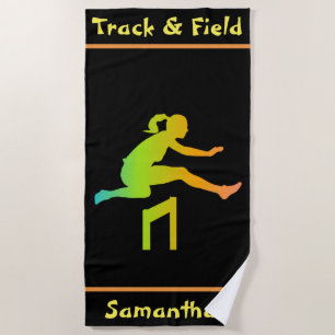 Girls Track and Field Beach Towel