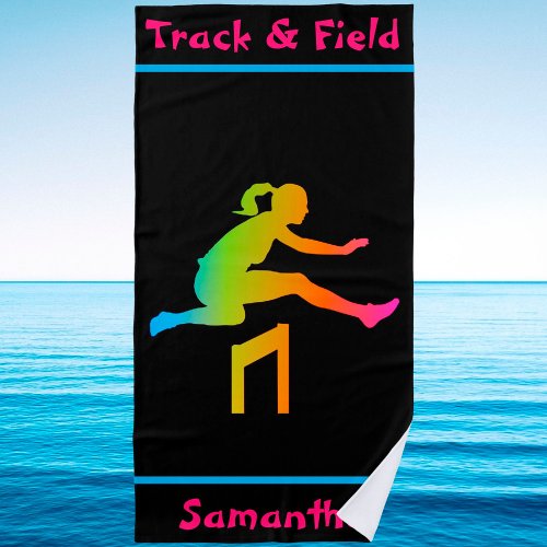 Girls Track and Field Beach Towel