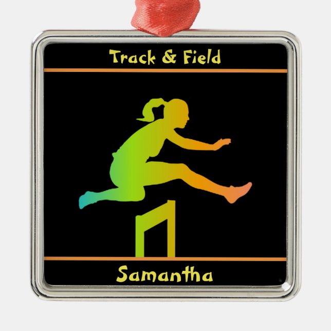 Girls Track and Field Ceramic Ornament (Front)