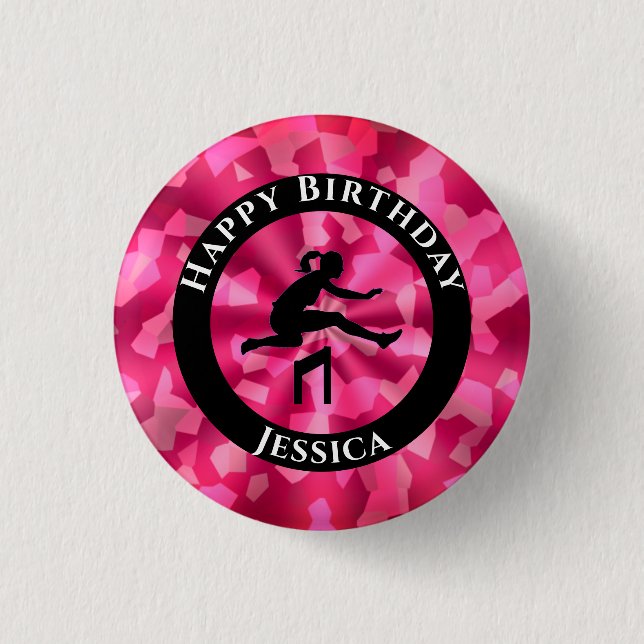Girls Track & Field Pink Camo   Button (Front)