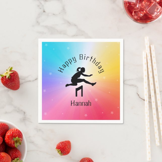 Girls Track & Field Rainbow Stars Napkins (Insitu)
