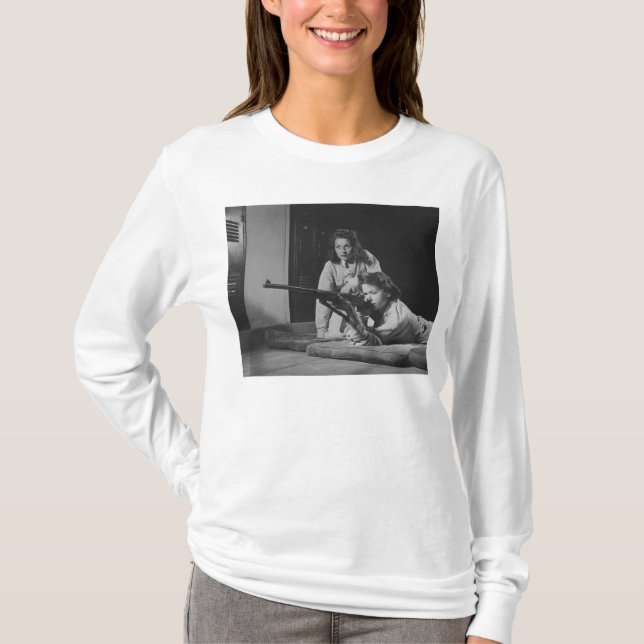 Girls Training in Victory Corps Rifle Marksmanship T-Shirt (Front)