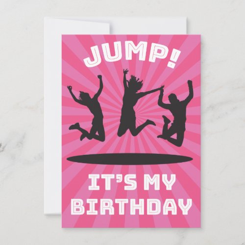 Girls Trampoline Bounce House Birthday Party Invitation